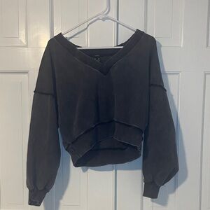 Forever 21 Charcoal V-Neck Layered Sweatshirt